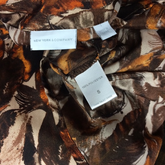 NY&C Fall blouse button down dress shirt camel tan - Picture 6 of 7